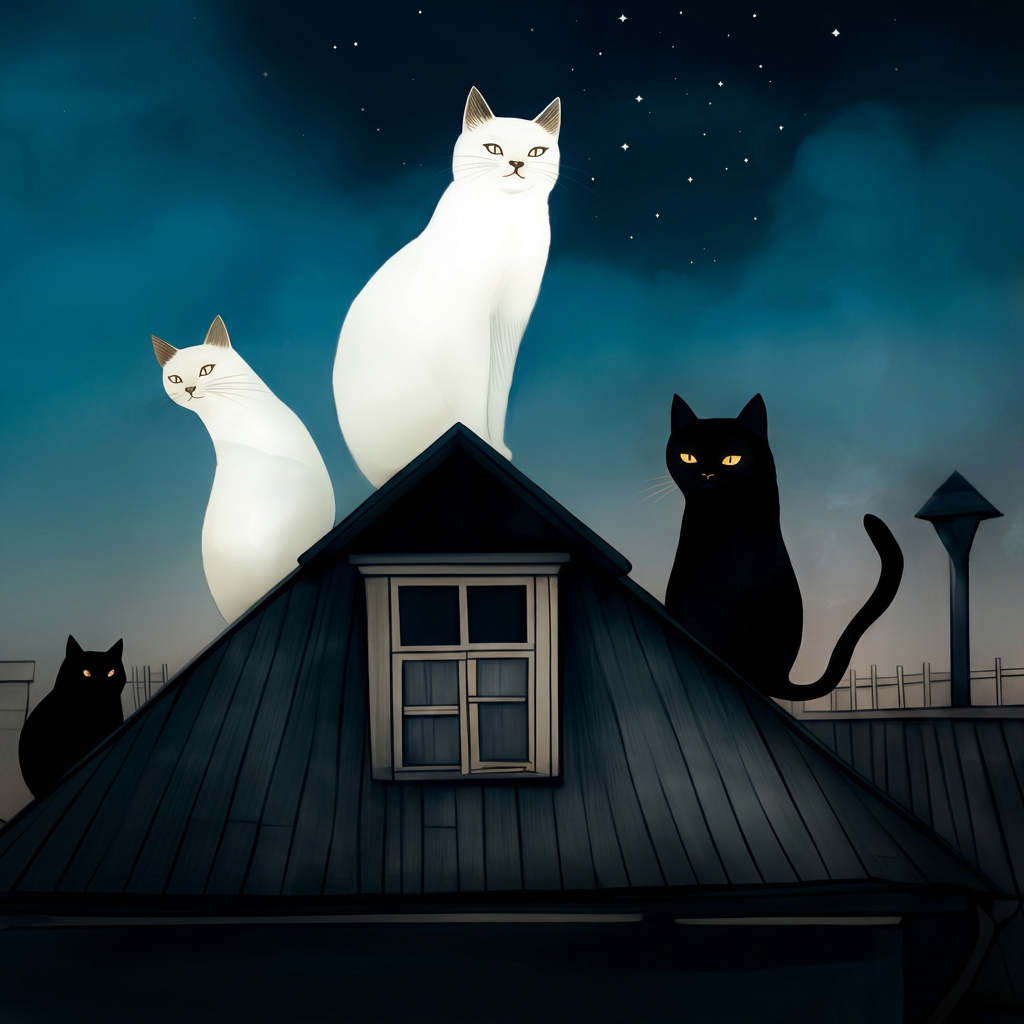 Gatos en el tejado
